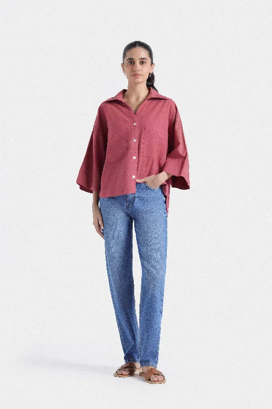 Cropped Shirt With Wide Hem