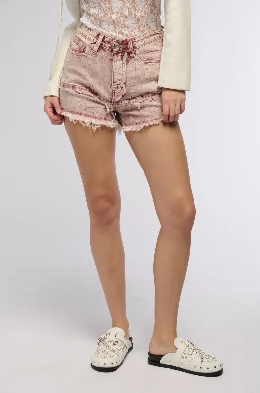 VERONICA DISTRESSED ACID WASH DENIM SHORT